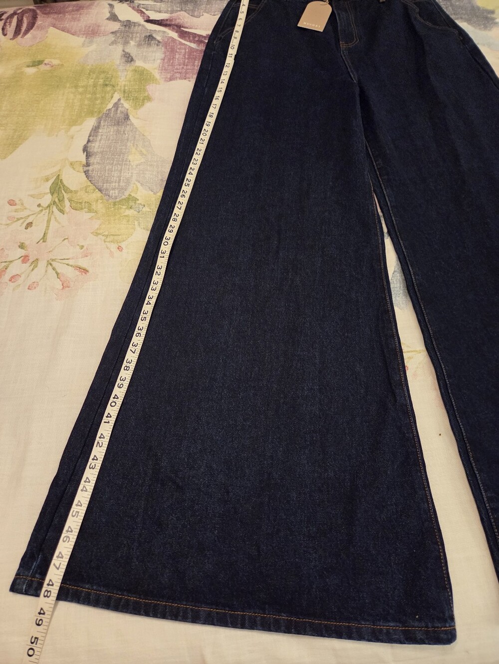 MESHKI Jen‎ Indigo Blue Wide Leg Flare Denim Jeans Women's SZ 14 Ultra Wide NWT - Picture 8 of 16